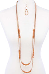 Double Layer Chic Long Necklace And Earring Set | Mixtshop LLC
