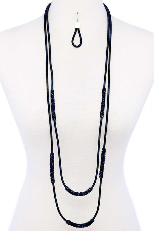 Double Layer Chic Long Necklace And Earring Set | Mixtshop LLC