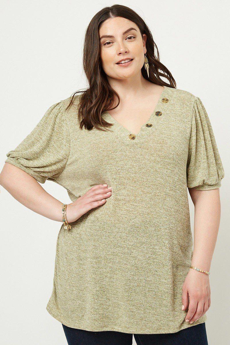 Knit V-neck Top | Mixtshop LLC Main image