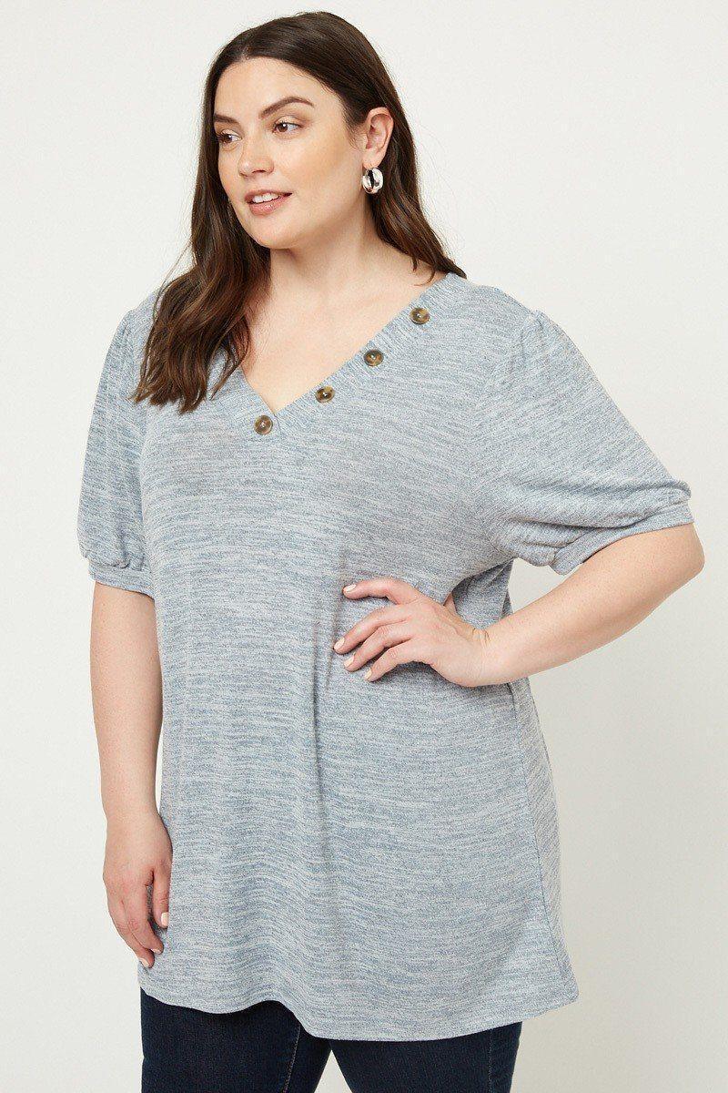 Knit V-neck Top | Mixtshop LLC Main image