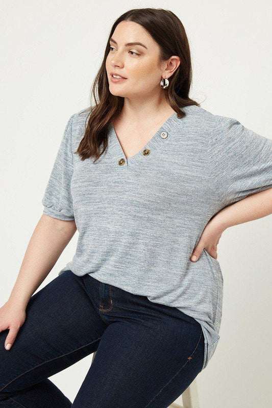 Knit V-neck Top | Mixtshop LLC