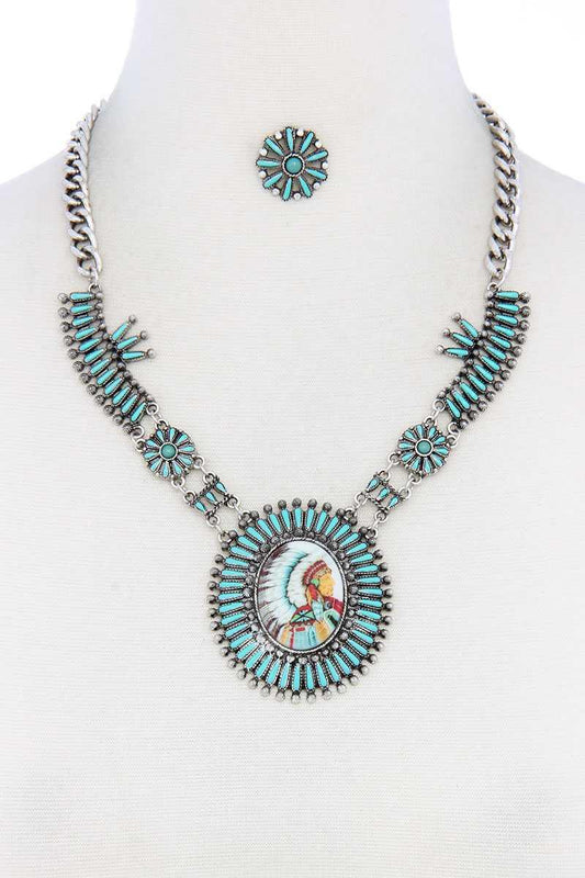 Multi Color Indigenous Pendant Necklace | Mixtshop LLC