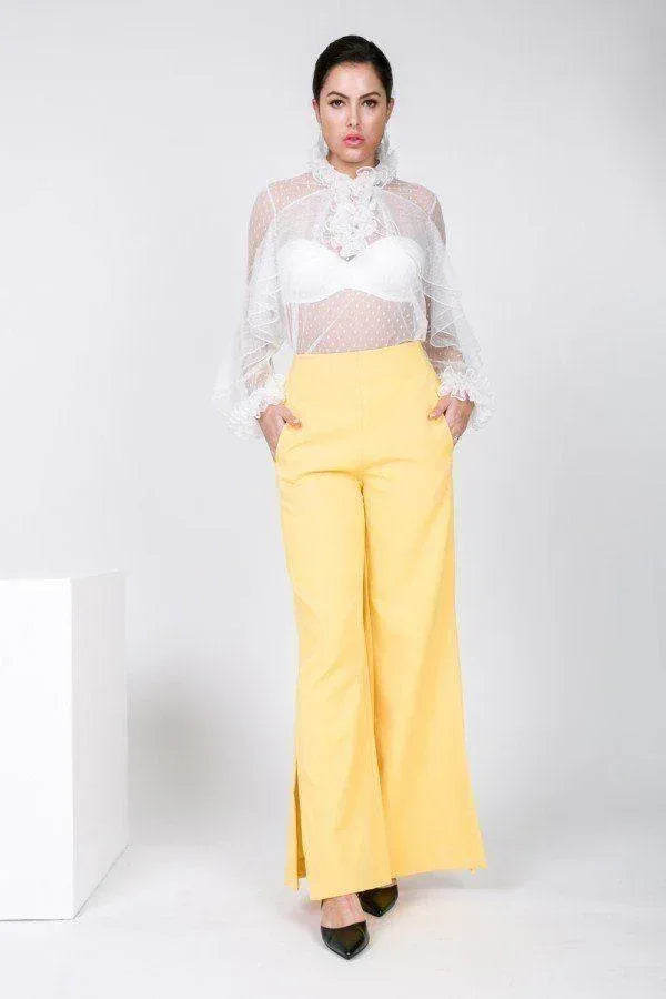 Side Slit Detail Wide Leg Pants | Mixtshop LLC Main image