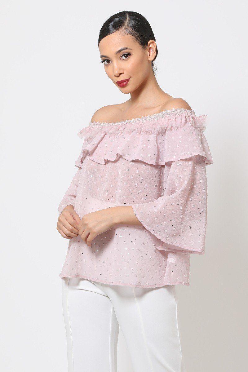 Polka Dot Sheer Off Shoulder Top | Mixtshop LLC