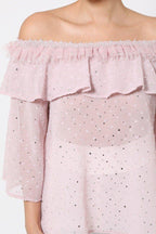 Polka Dot Sheer Off Shoulder Top | Mixtshop LLC