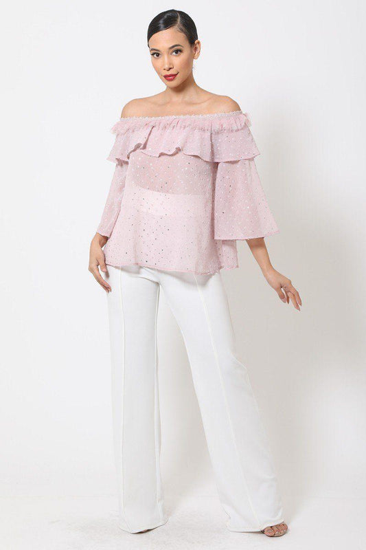 Polka Dot Sheer Off Shoulder Top | Mixtshop LLC