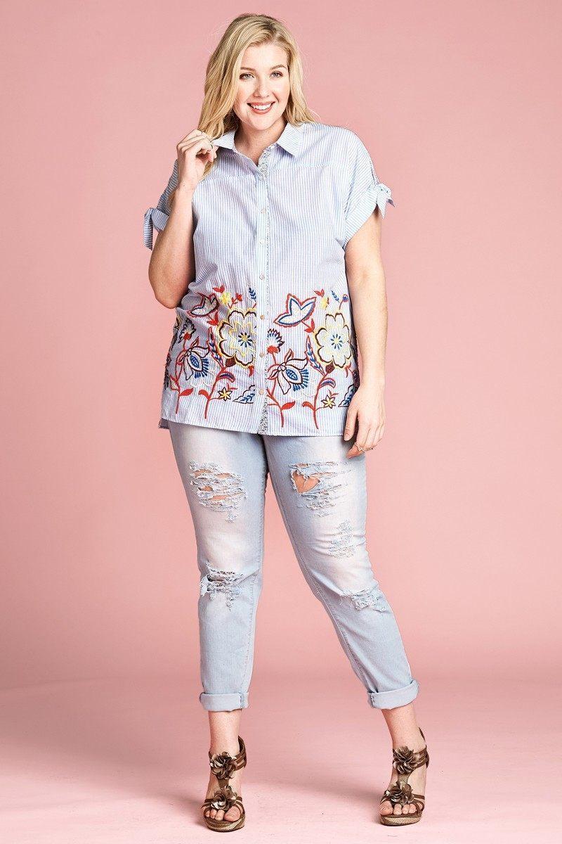 Striped Buttoned Down Collared Blouse Secondary image