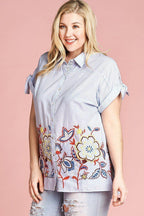 Striped Buttoned Down Collared Blouse | Mixtshop LLC