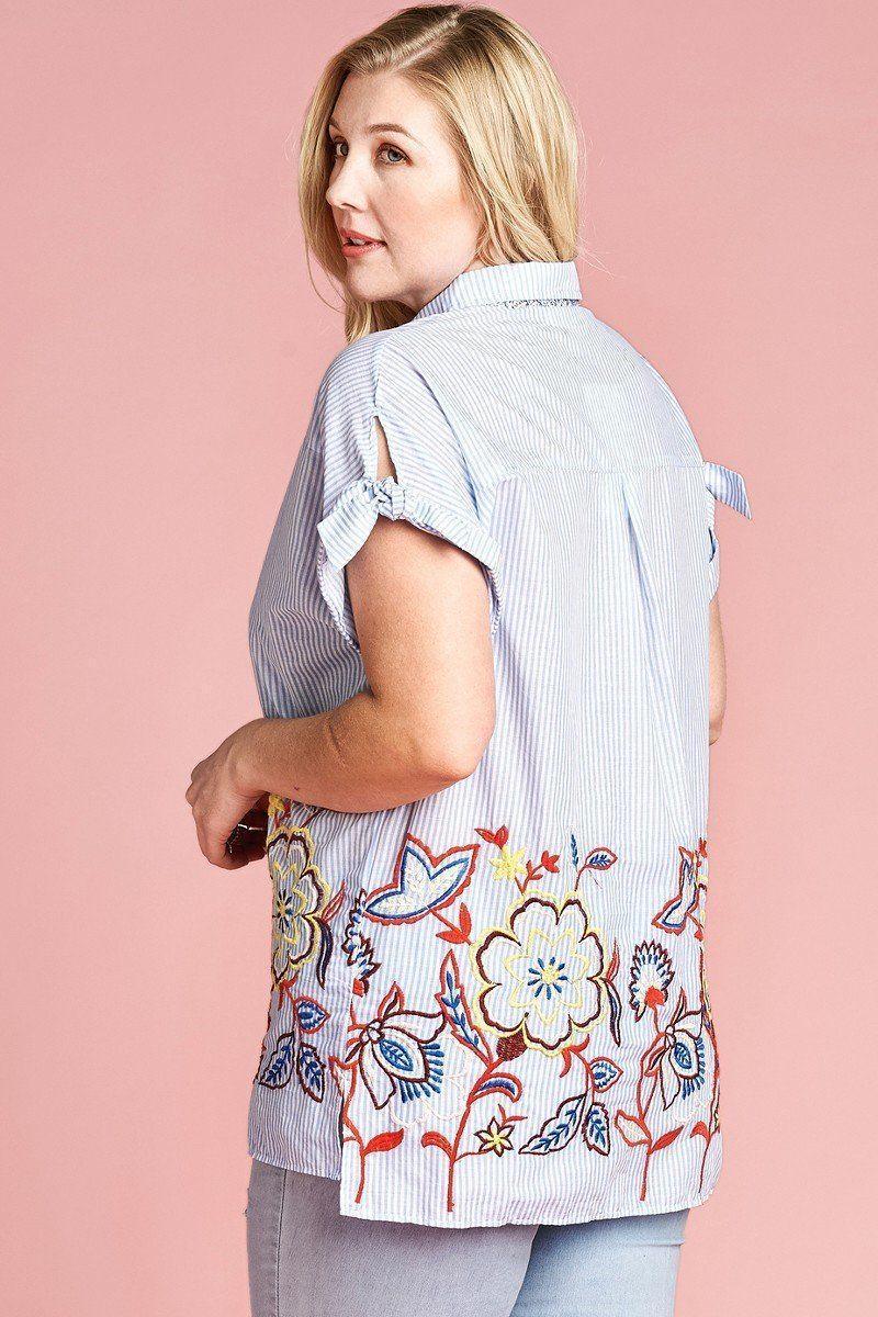 Striped Buttoned Down Collared Blouse | Mixtshop LLC