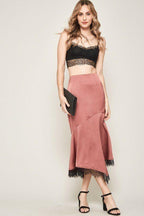 A Solid Woven Midi Skirt | Mixtshop LLC