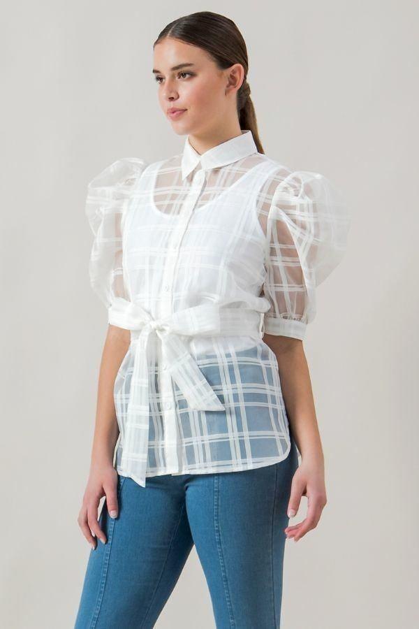 A See-thru Mini Length Organza Top | Mixtshop LLC