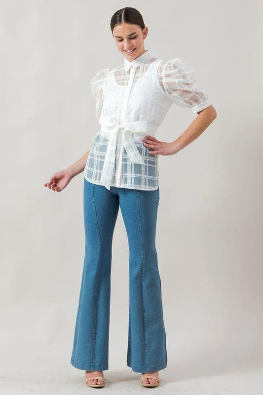 A See-thru Mini Length Organza Top | Mixtshop LLC