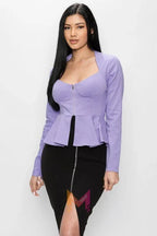 Long Sleeve Ruffle Zip-up Jacket | Mixtshop LLC