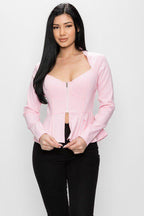 Long Sleeve Ruffle Zip-up Jacket | Mixtshop LLC