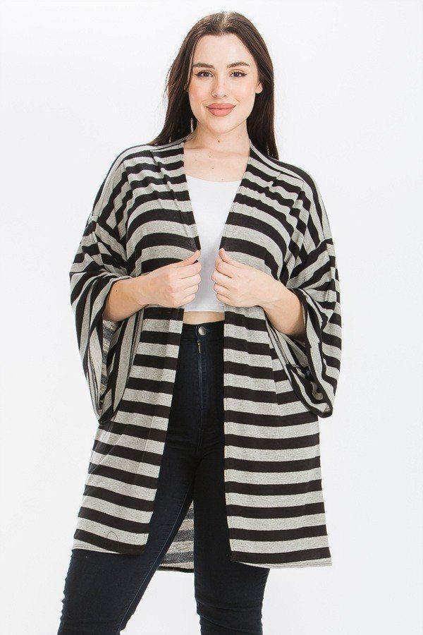 Striped, Cardigan With Kimono Style Sleeves | Mixtshop LLC Main image