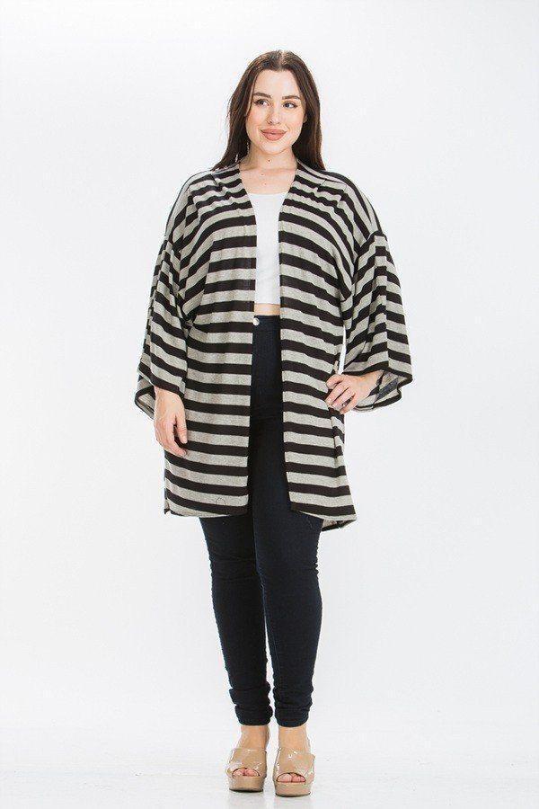 Striped, Cardigan With Kimono Style Sleeves Secondary image