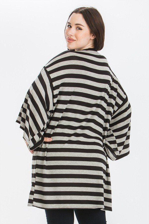 Striped, Cardigan With Kimono Style Sleeves | Mixtshop LLC