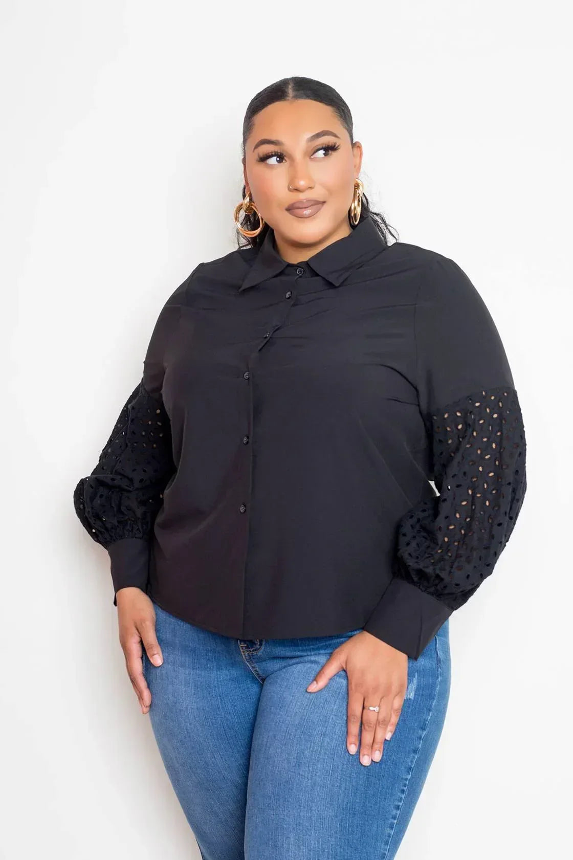 Blouse With Punched Sleeves | Mixtshop LLC Main image