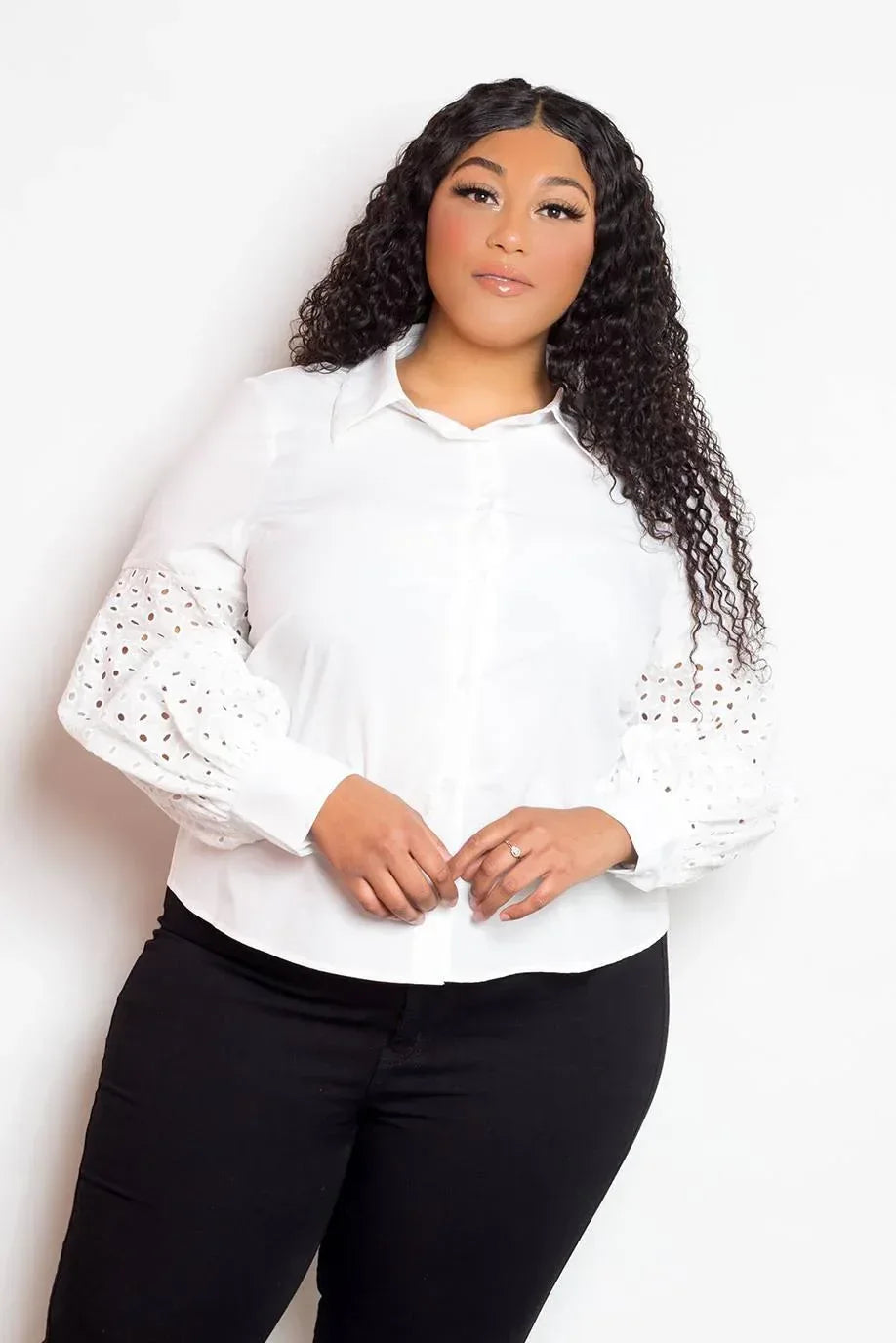 Blouse With Punched Sleeves | Mixtshop LLC Main image