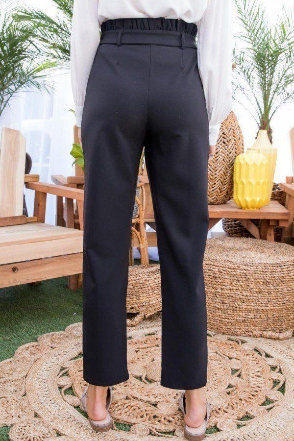 Ruffle High Waist Belt Side Pocket Front Zipper Solid Pants | Mixtshop LLC