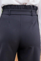 Ruffle High Waist Belt Side Pocket Front Zipper Solid Pants | Mixtshop LLC