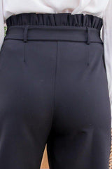 Ruffle High Waist Belt Side Pocket Front Zipper Solid Pants | Mixtshop LLC