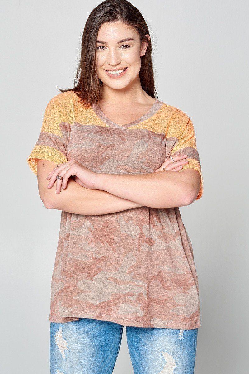 Camouflage Printed Loose-fit Knit Top | Mixtshop LLC Main image