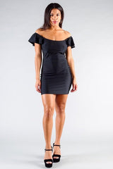 Convertible Off Shoulder Ruffle Sleeve Bodycon Mini Dress | Mixtshop LLC