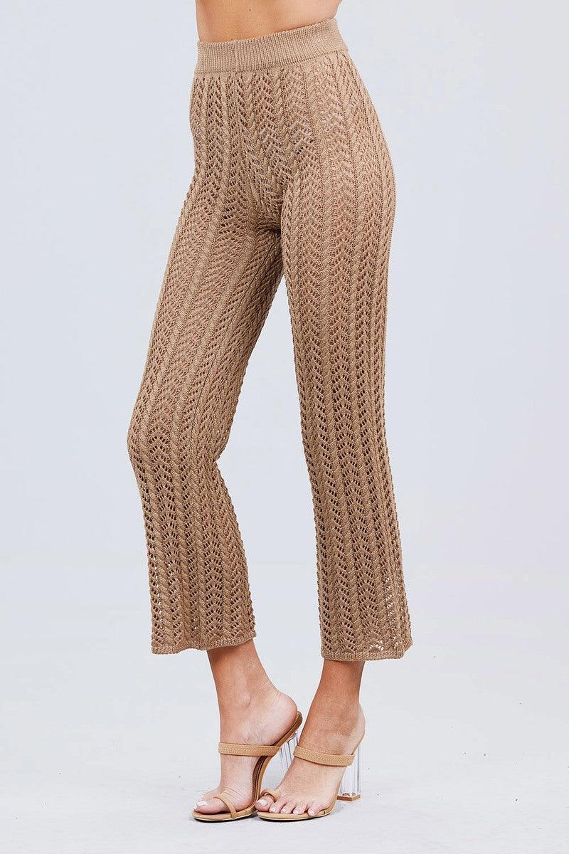 Flare Long Fishnet Sweater Pants Secondary image