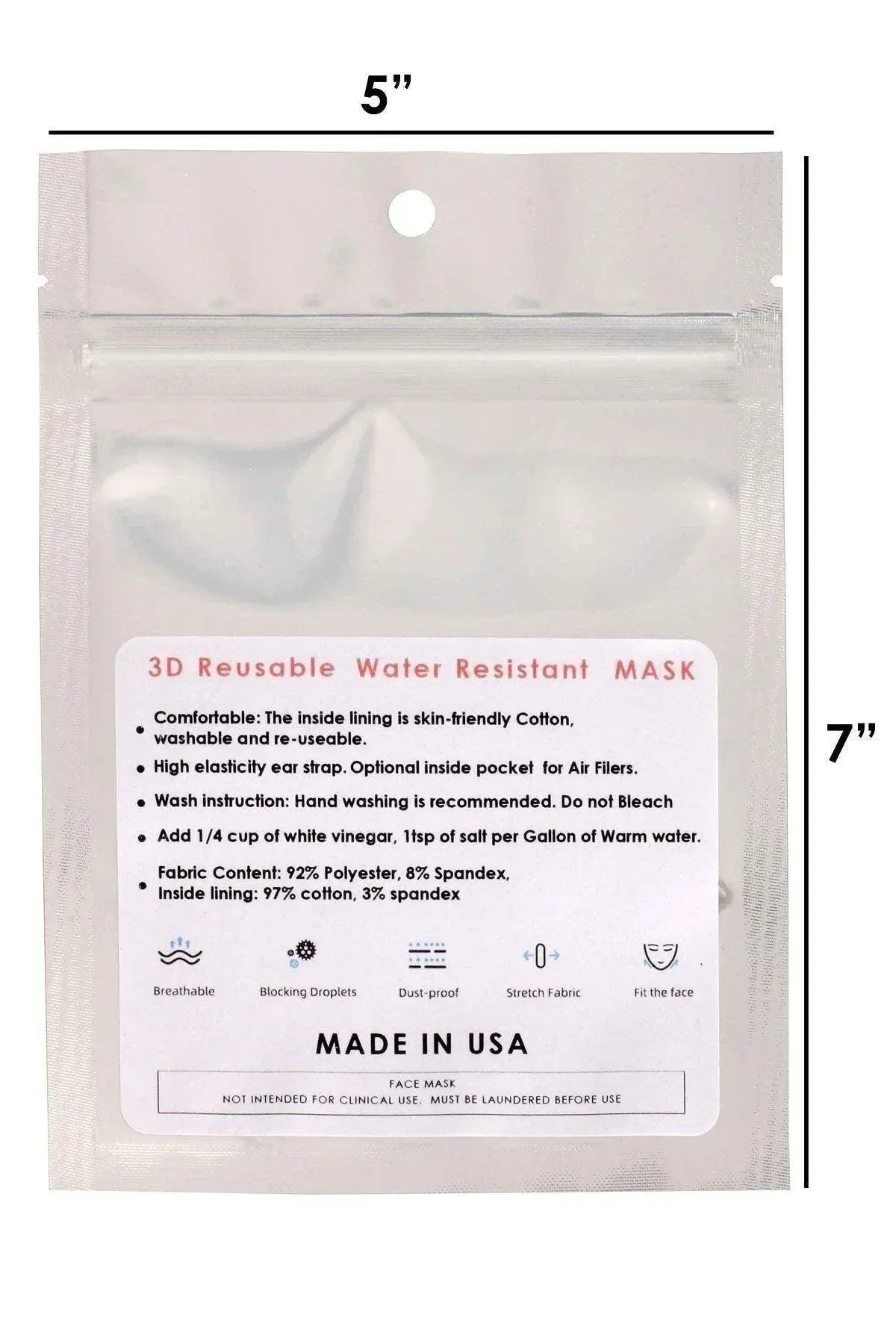 Made In Usa 3d Reusable Water Resistant Face Mask | Mixtshop LLC