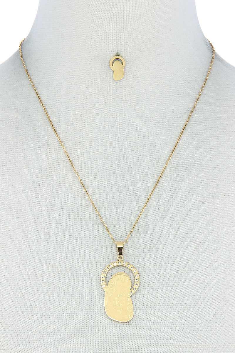 Fashion Stylish Mary Pendant Necklace And Earring Set | Mixtshop LLC