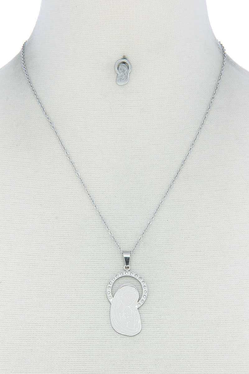 Fashion Stylish Mary Pendant Necklace And Earring Set | Mixtshop LLC
