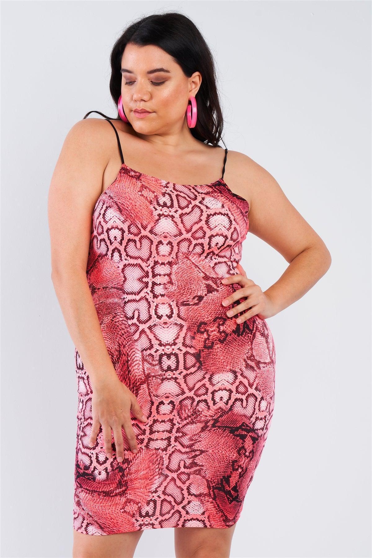 Plus Size Snake Print Open Back Mini Dress | Mixtshop LLC