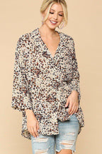 Animal Print Button Down Lapel Collar Shirt With Chest Pocket | Mixtshop LLC