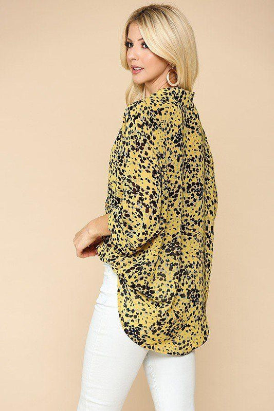 Animal Print Button Down Lapel Collar Shirt With Chest Pocket | Mixtshop LLC