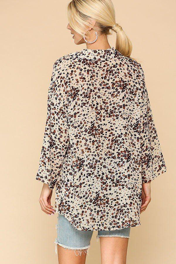 Animal Print Button Down Lapel Collar Shirt With Chest Pocket | Mixtshop LLC