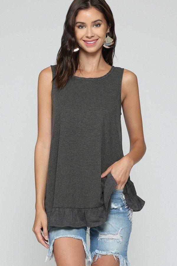 Sleeveless Back Lace Ruffle Detail Tank Top | Mixtshop LLC Main image