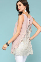Sleeveless Back Lace Ruffle Detail Tank Top | Mixtshop LLC