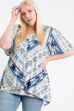 Short Sleeve Aztec Patterned Layered Top | Mixtshop LLC