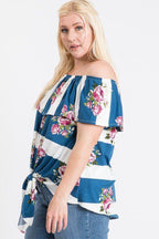 Off Shoulder Ruffled Front Tie Top | Mixtshop LLC