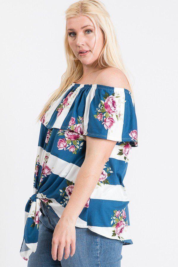 Off Shoulder Ruffled Front Tie Top | Mixtshop LLC