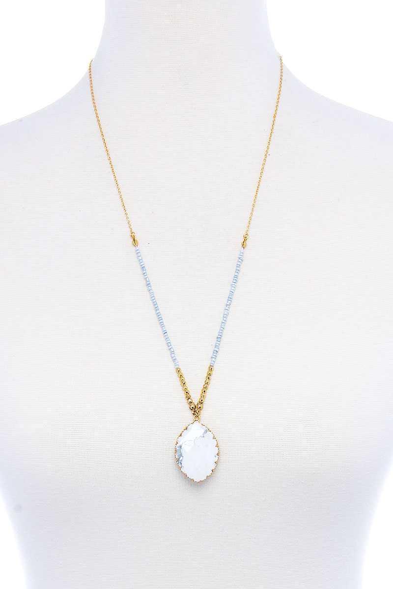Designer Fashion Beaded And Stone Pendant Necklace | Mixtshop LLC