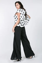 Cascade Ruffle Detail Polka Dot Print Top | Mixtshop LLC