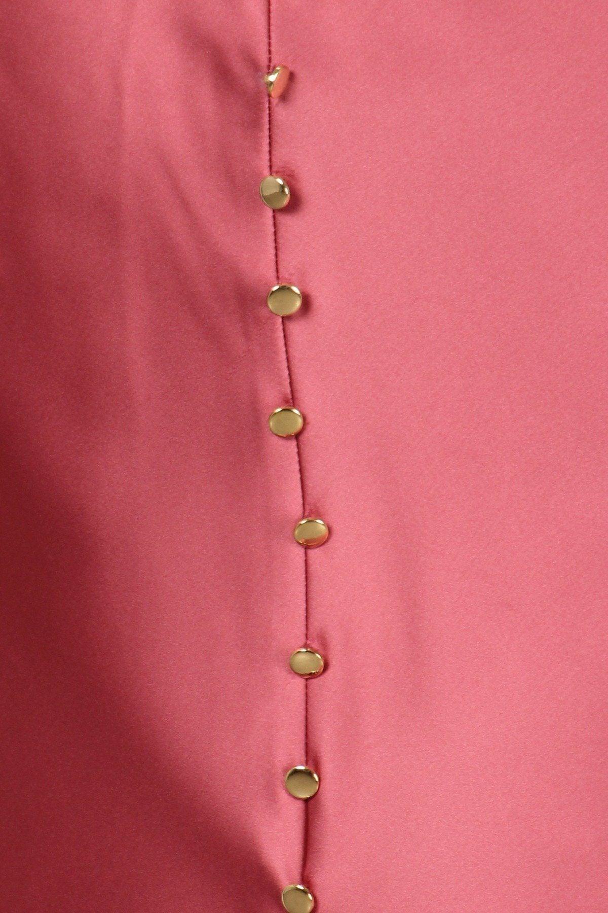 Solid High-waist Skirt With Button Trim And Side Slit | Mixtshop LLC
