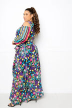Multi Print Chiffon Maxi Dress | Mixtshop LLC