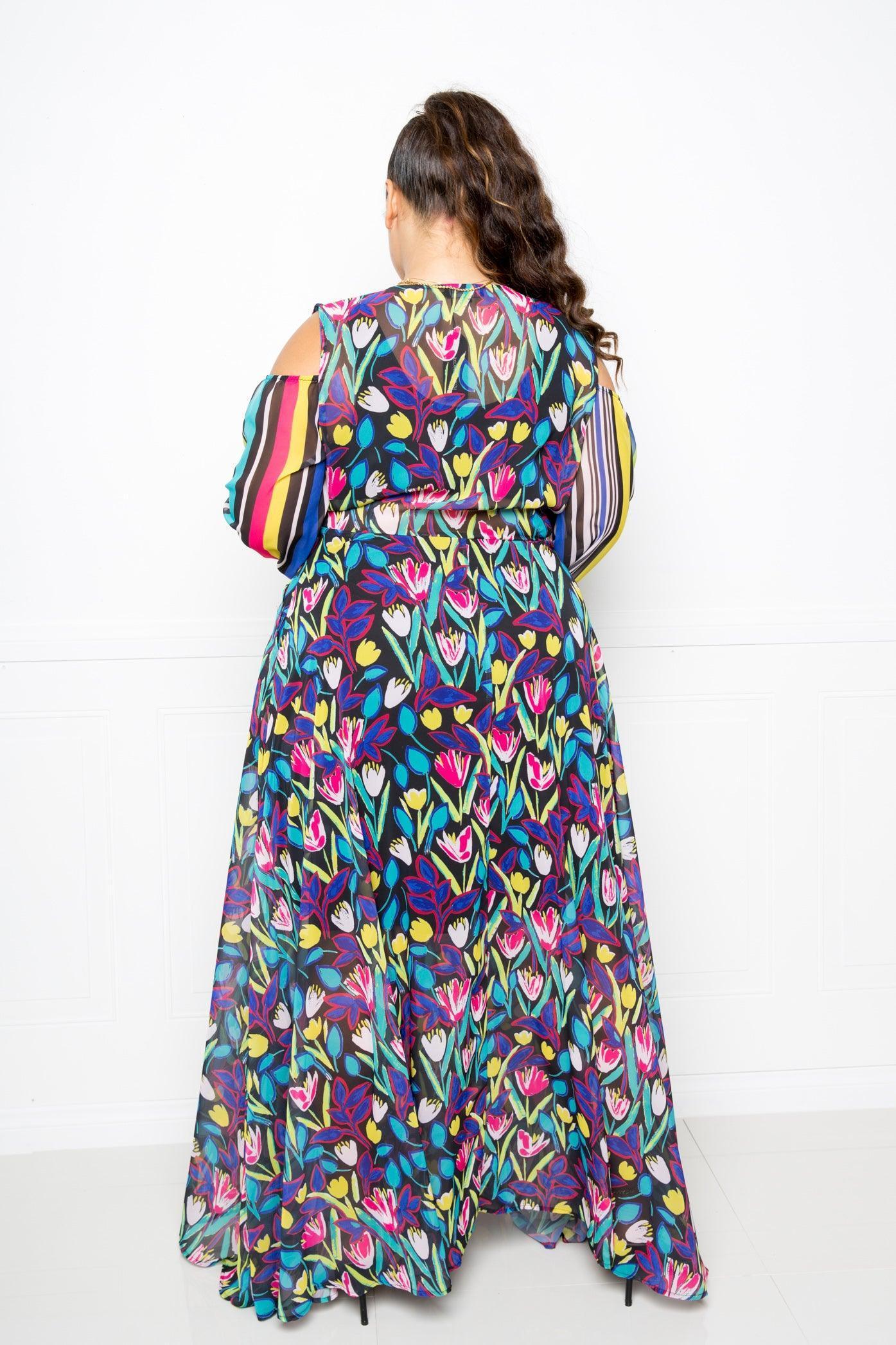 Multi Print Chiffon Maxi Dress | Mixtshop LLC