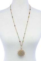 Stylish Sun Flower Pendant Beaded Necklace | Mixtshop LLC