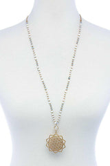 Stylish Sun Flower Pendant Beaded Necklace