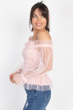 Sheer Mesh Open Shoulder Top | Mixtshop LLC