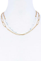 Double Layer Beaded And Chain Necklace | Mixtshop LLC